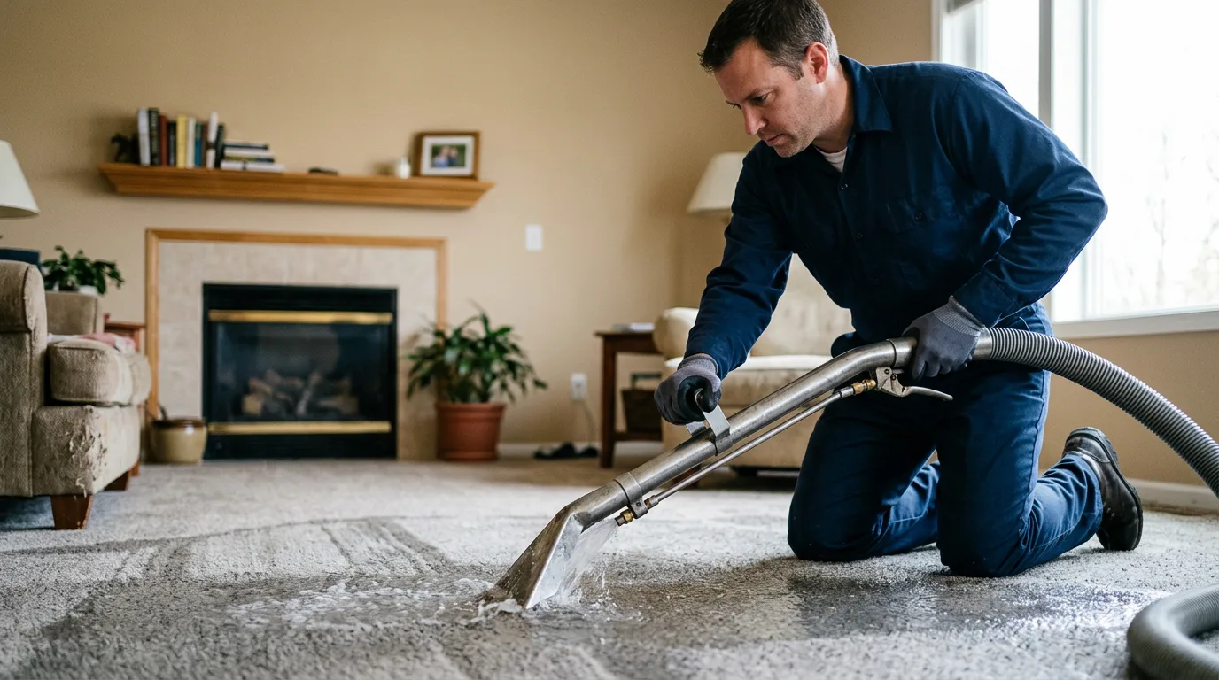 Water damage restoration technician working near Brownville, NY